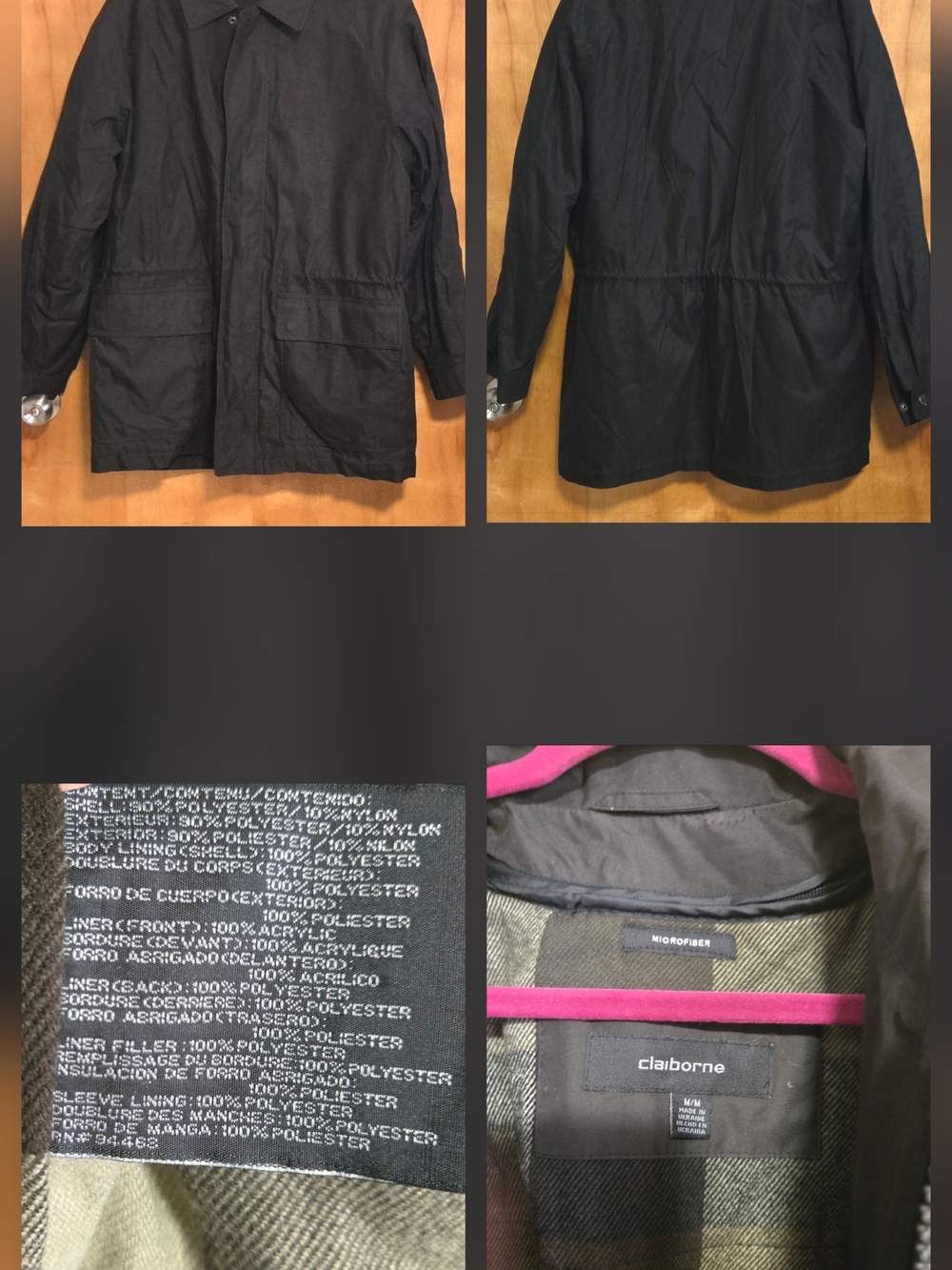 CLAIBORNE BLACK WITH VEST MICROFIBER MEN'S JACKET